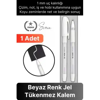 #BeyazJelKalem Özel Beyaz Renk Jel Mürekkepli Tükenmez Kalem Çizim Not İş Yazı Kalemi Arkadaşa Öğretmen Hediye 1 mm