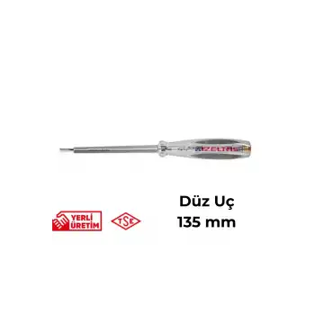 İzeltaş Elektrik Kontrol Kalemi Düz Uçlu 135 mm Elektrikçi Profesyonel Paslanmaz Çelik Güvenli Sağlam Uzun Ömürlü Priz Ölçüm Tornavidası