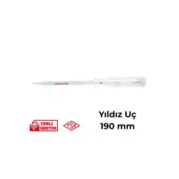 İzeltaş Elektrik Kontrol Kalemi Yıldız Uçlu 190 mm Elektrikçi Profesyonel Paslanmaz Çelik Güvenli Sağlam Uzun Ömürlü Priz Ölçüm Tornavidası
