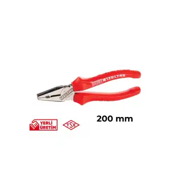 İzeltaş Kombine Pense Opak Seri 200 mm Ergonomik Kaymaz Sağlam Tutuş Günlük ve Profesyonel Kullanım Elektrik Kablo Kesme Aleti