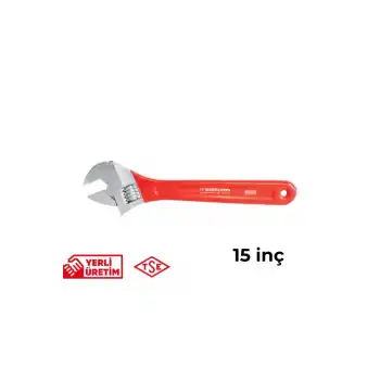 İzeltaş Kurbağacık Anahtar 15 İnç Uzun Ömürlü Ergonomik Saplı Sağlam Paslanmaz Çelik Çok Amaçlı Profesyonel Kullanım İngiliz Anahtarı