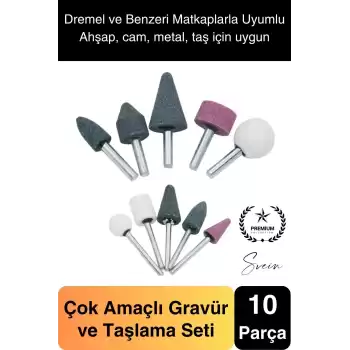 Premium 10 Parça Hobi Gravür Taşlama Ucu Mini Metal Ahşap Oyma Seti Parlatma Zımparalama Fırçalama