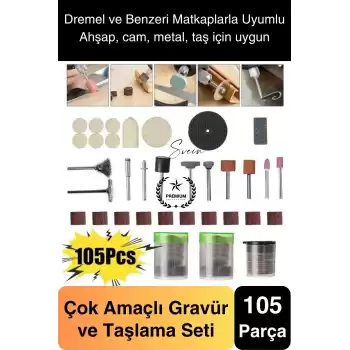 Premium 105 Parça Hobi Gravür Taşlama Ucu Mini Metal Ahşap Oyma Seti Parlatma Zımparalama Fırçalama