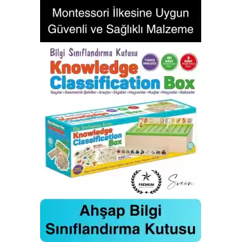 Premium Ahşap Bilgi Sınıflandırma Kutusu Zeka Geliştiren Eğitici Öğretici Çocuk Oyuncak El Beceri