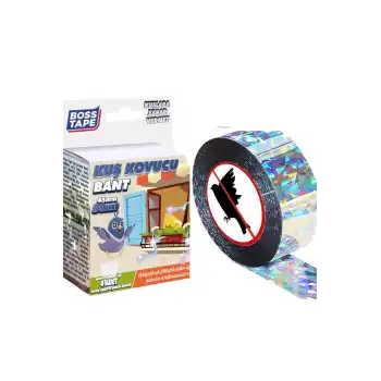 Boss Tape Kuş Kondurmaz Rahatsız Eden Şerit Bant 45 mm x 50 mt Yansıtıcı Kuşsavar Çatı Hologram Bandı