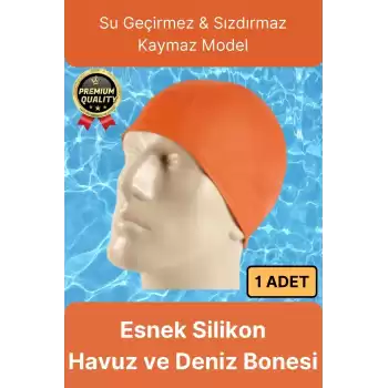 Premium Su Geçirmez Sızdırmaz Kaymaz Elastik Yüzme Şapkası Kaliteli Silikon Deniz Havuz Yüzme Bonesi