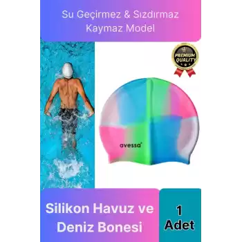 Premium Su Geçirmez Sızdırmaz Kaymaz Elastik Yüzme Şapkası Kaliteli Silikon Deniz Havuz Yüzme Bonesi