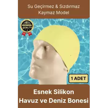 Premium Su Geçirmez Sızdırmaz Kaymaz Elastik Yüzme Şapkası Kaliteli Silikon Deniz Havuz Yüzme Bonesi