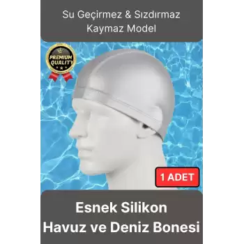 Premium Su Geçirmez Sızdırmaz Kaymaz Elastik Yüzme Şapkası Kaliteli Silikon Deniz Havuz Yüzme Bonesi