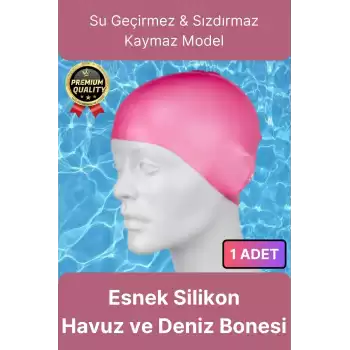 Premium Su Geçirmez Sızdırmaz Kaymaz Elastik Yüzme Şapkası Kaliteli Silikon Deniz Havuz Yüzme Bonesi