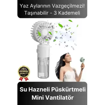 Taşınabilir Serinletici Klima Usb Şarjlı 3 Kademeli 1200 mAh Su Hazneli Püskürtmeli Mini Vantilatör