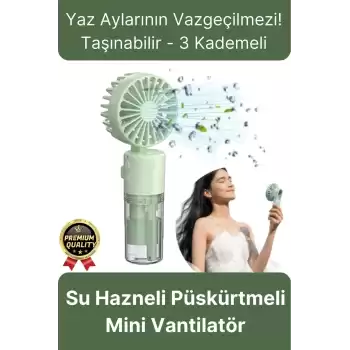 Taşınabilir Serinletici Klima Usb Şarjlı 3 Kademeli 1200 mAh Su Hazneli Püskürtmeli Mini Vantilatör
