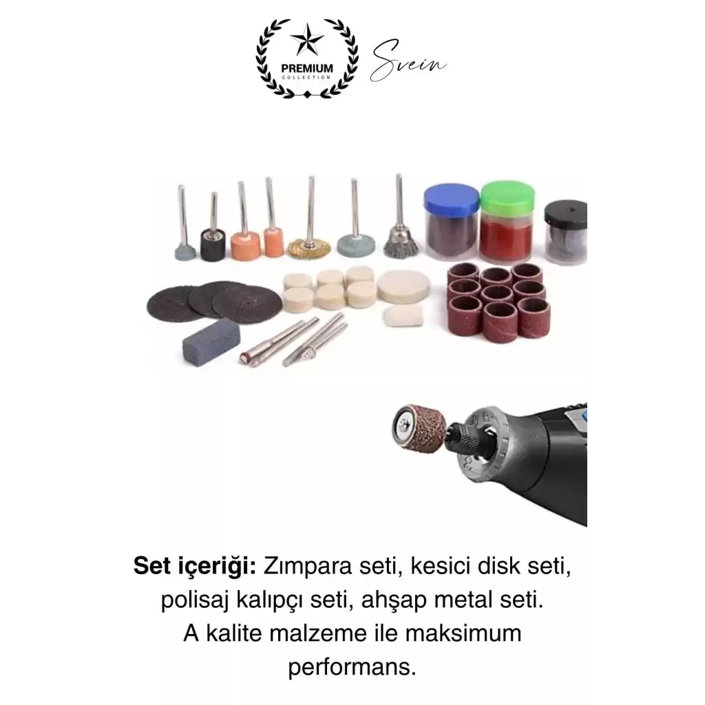 105 Parça Hobi Gravür Dremel Taşlama Ucu Mini Metal Ahşap Oyma Seti Parlatma Zımparalama Fırçalama
