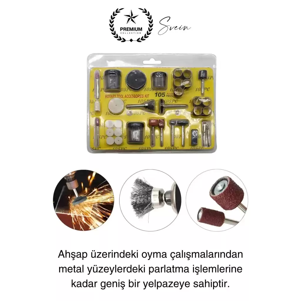105 Parça Hobi Gravür Dremel Taşlama Ucu Mini Metal Ahşap Oyma Seti Parlatma Zımparalama Fırçalama