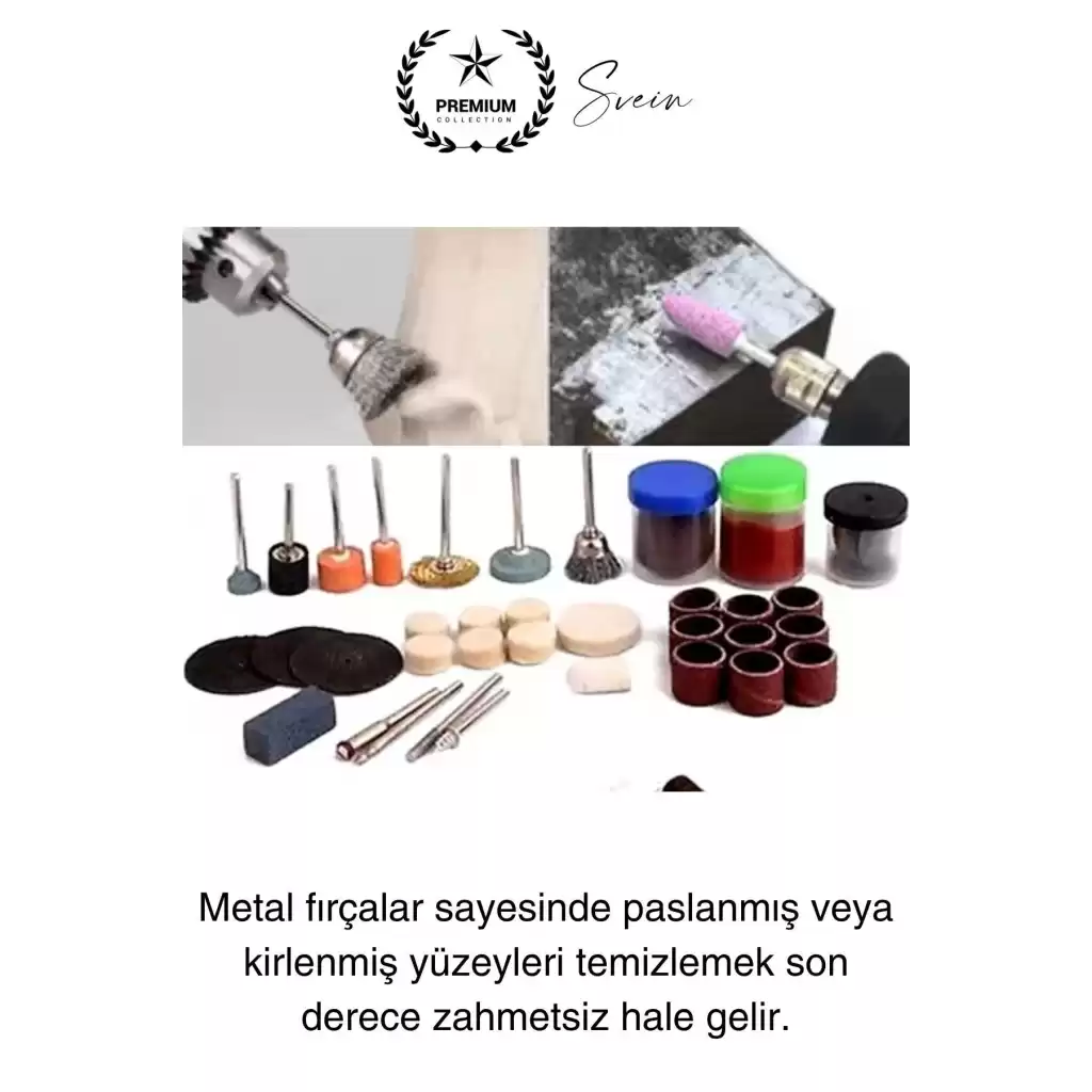 105 Parça Hobi Gravür Dremel Taşlama Ucu Mini Metal Ahşap Oyma Seti Parlatma Zımparalama Fırçalama