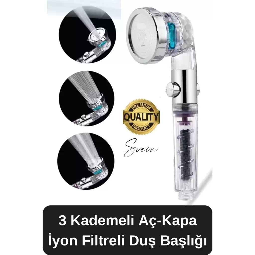 3 Kademeli Yüksek Basınçlı Arıtmalı Ayarlanabilir Uzun Ömürlü Universal Su Tasarruflu Duş Başlığı