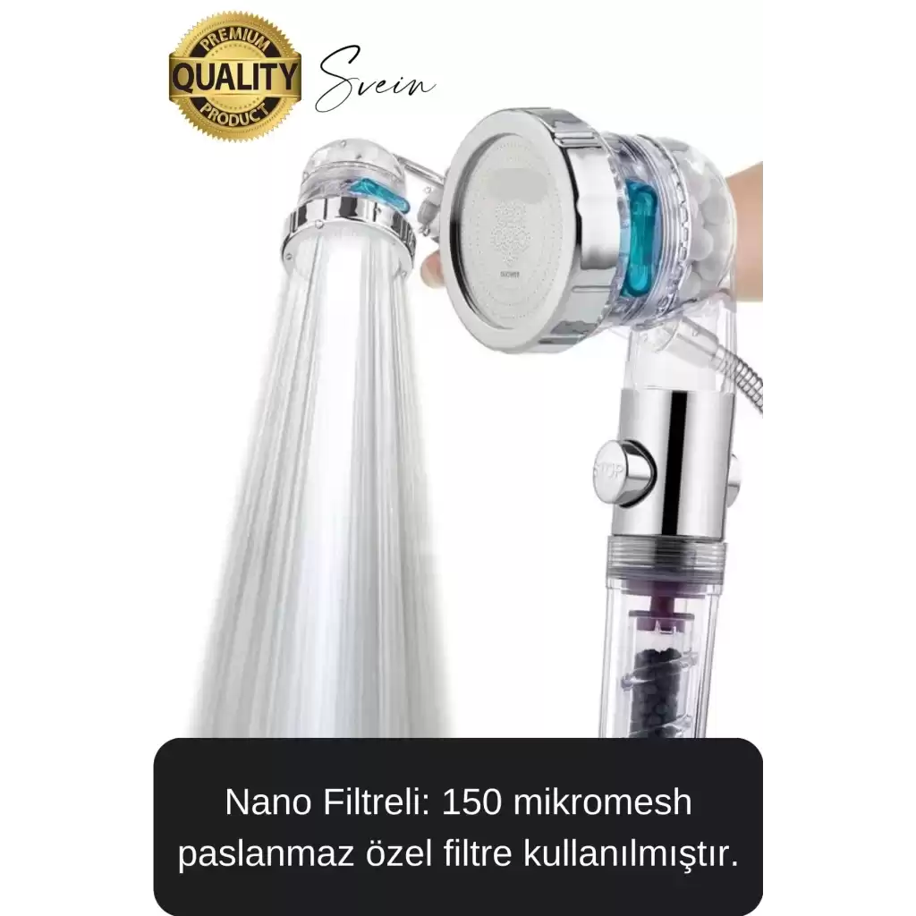 3 Kademeli Yüksek Basınçlı Arıtmalı Ayarlanabilir Uzun Ömürlü Universal Su Tasarruflu Duş Başlığı