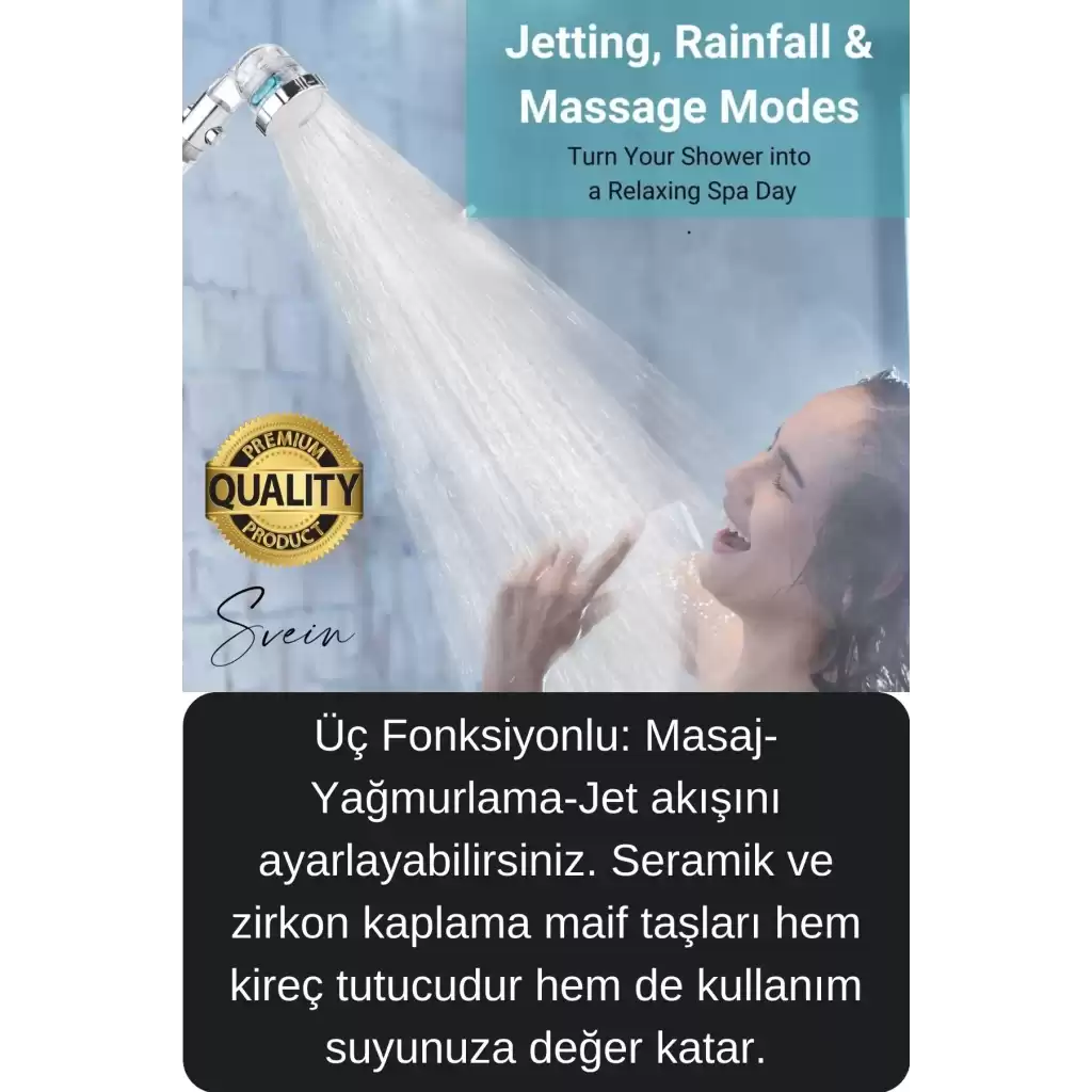 3 Kademeli Yüksek Basınçlı Arıtmalı Ayarlanabilir Uzun Ömürlü Universal Su Tasarruflu Duş Başlığı