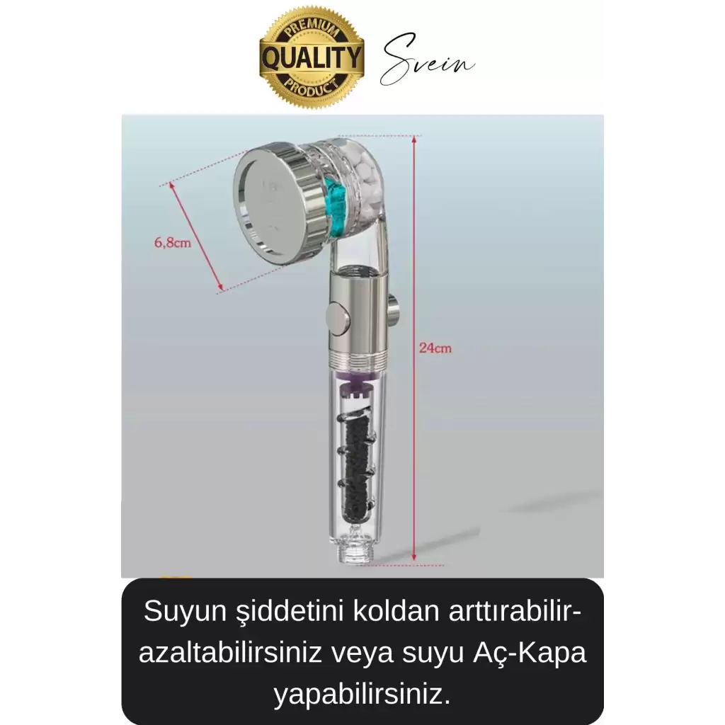 3 Kademeli Yüksek Basınçlı Arıtmalı Ayarlanabilir Uzun Ömürlü Universal Su Tasarruflu Duş Başlığı