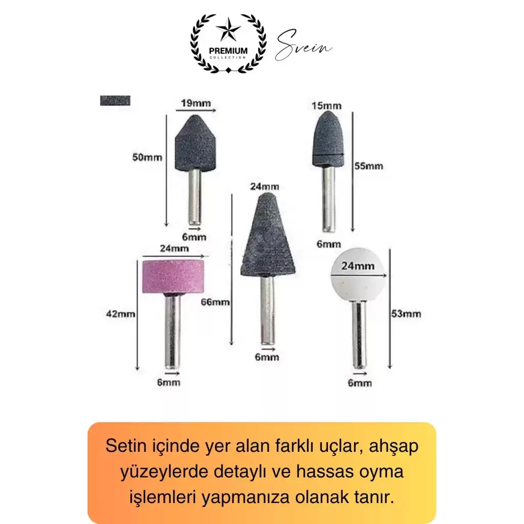 5 Parça Hobi Gravür Dremel Taşlama Ucu Mini Metal Ahşap Oyma Seti Parlatma Zımparalama Fırçalama