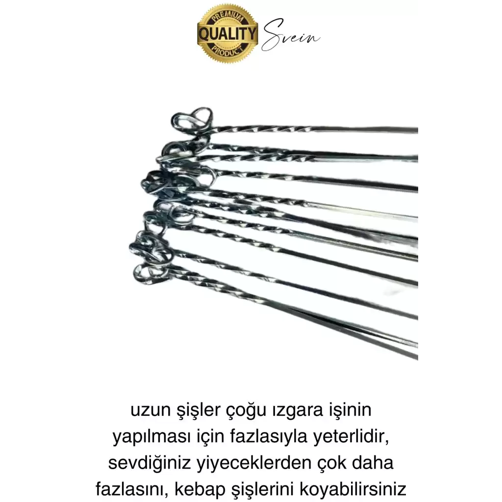 6 Adet Yüksek Kalite 48 cm Mangal Ciğer Kuşbaşı Kebap Şiş Paslanmaz Çelik Adana Urfa Izgara