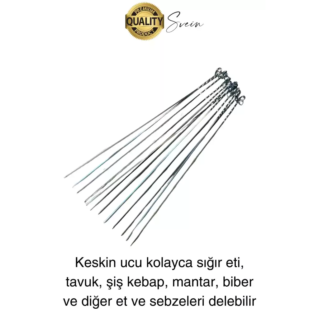 6 Adet Yüksek Kalite 48 cm Mangal Ciğer Kuşbaşı Kebap Şiş Paslanmaz Çelik Adana Urfa Izgara