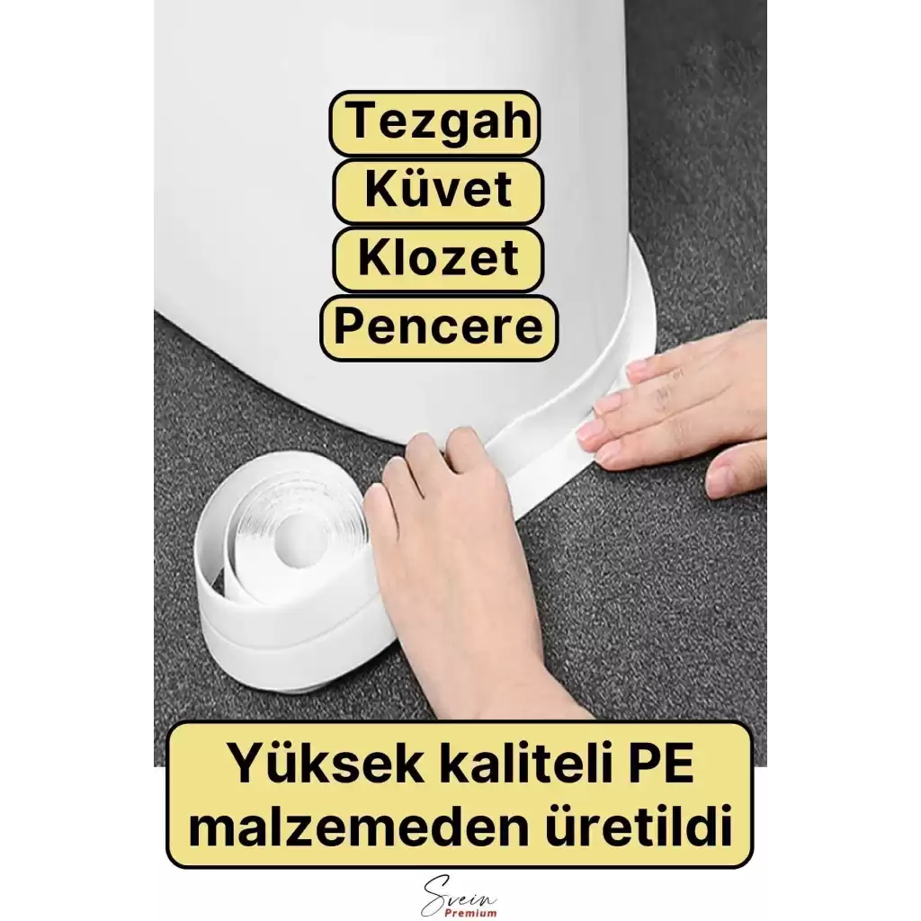 Su Sızdırmaz Geçirmez Dayanıklı Lavabo Tezgah Küvet Duş Banyo Mutfak Pencere Kenar Bandı 3,2 Mt