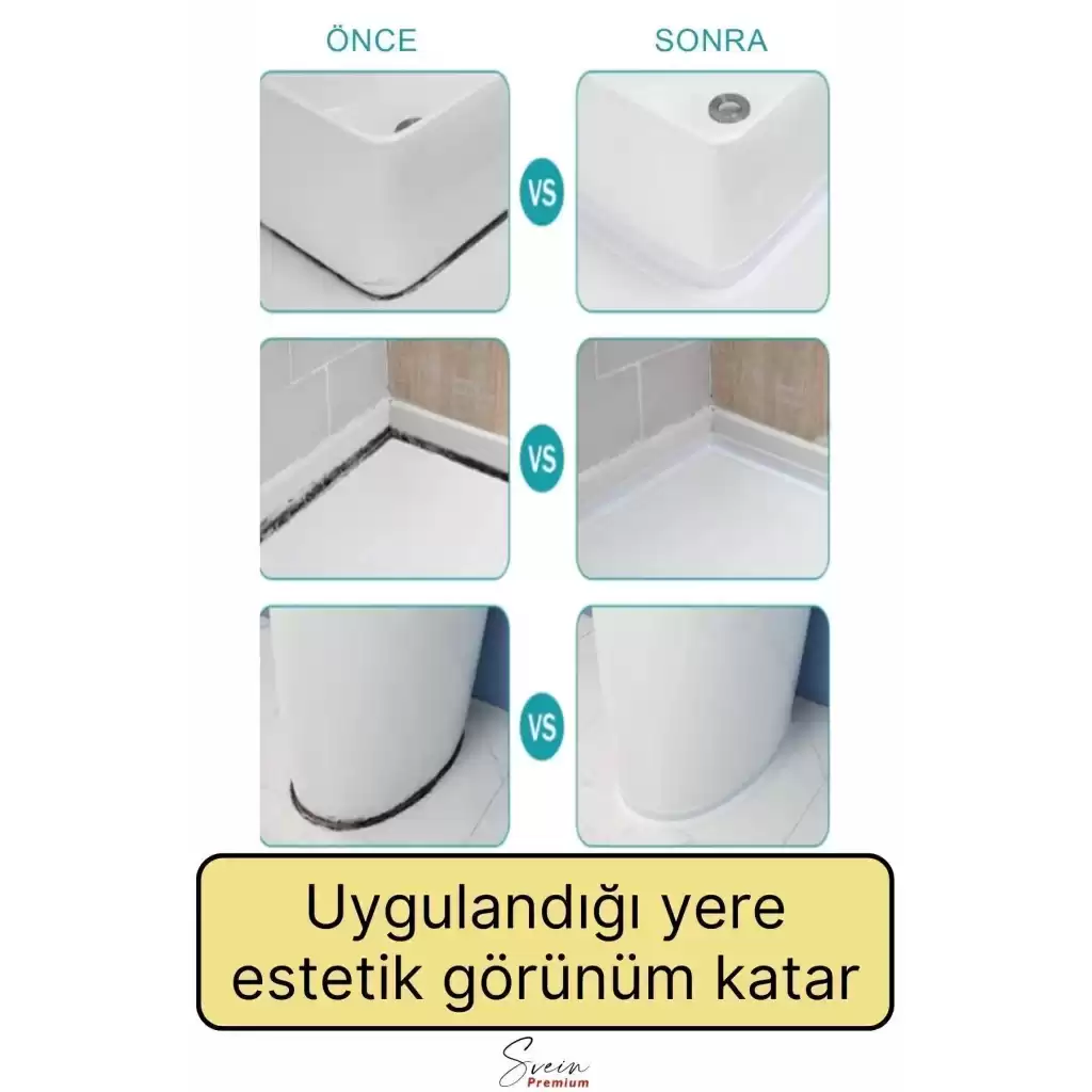 Su Sızdırmaz Geçirmez Dayanıklı Lavabo Tezgah Küvet Duş Banyo Mutfak Pencere Kenar Bandı 3,2 Mt