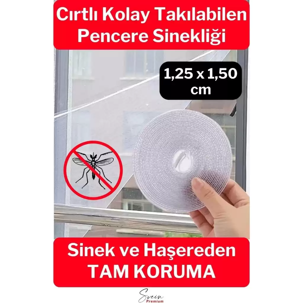 Ayarlanabilir Pratik Pencere Cam Kapı Sineklik Cırt Bantlı Hazır Yapışkanlı 125 Cm X 150 Cm - 5,6 Mt