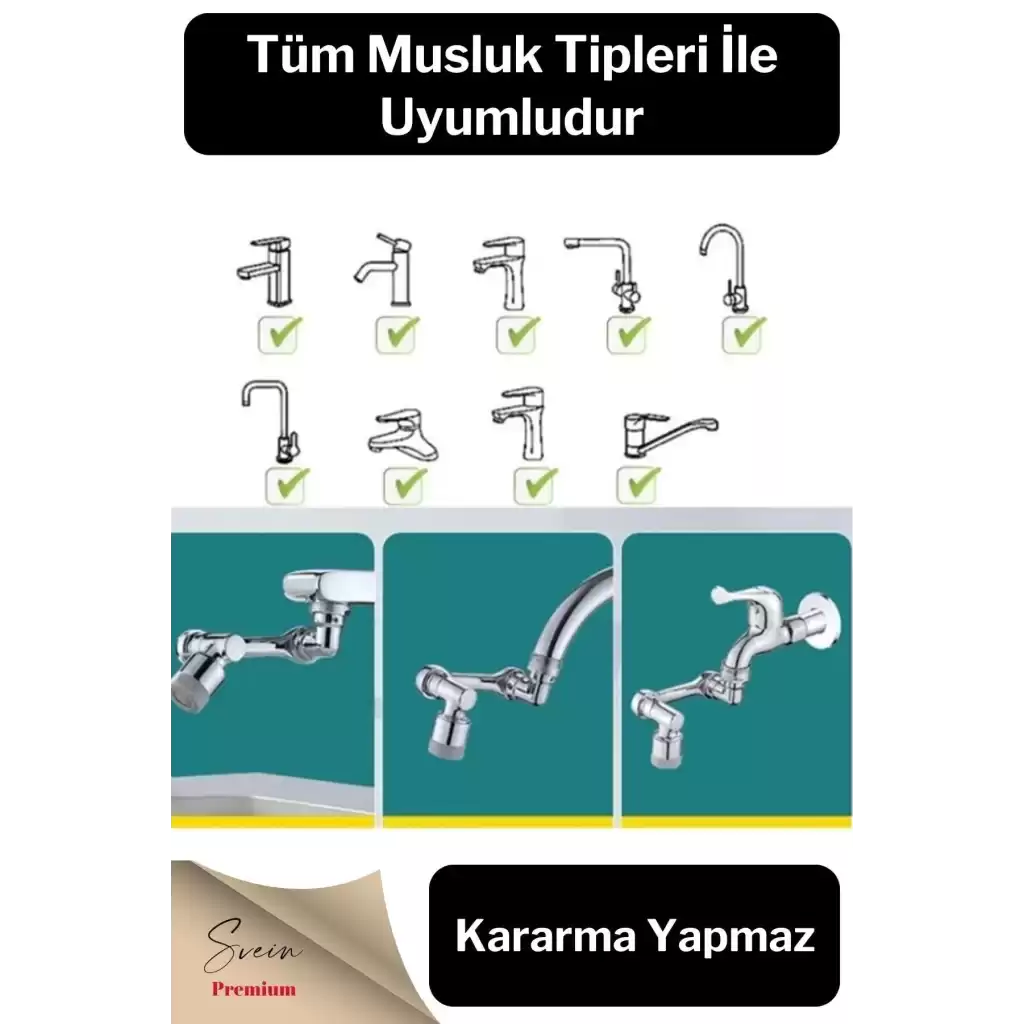 1080 Derece Dönebilen Pratik Robotik Kol Musluk Başlığı Uzatma Aparatı Tüm Bataryalar Ile Uyumlu