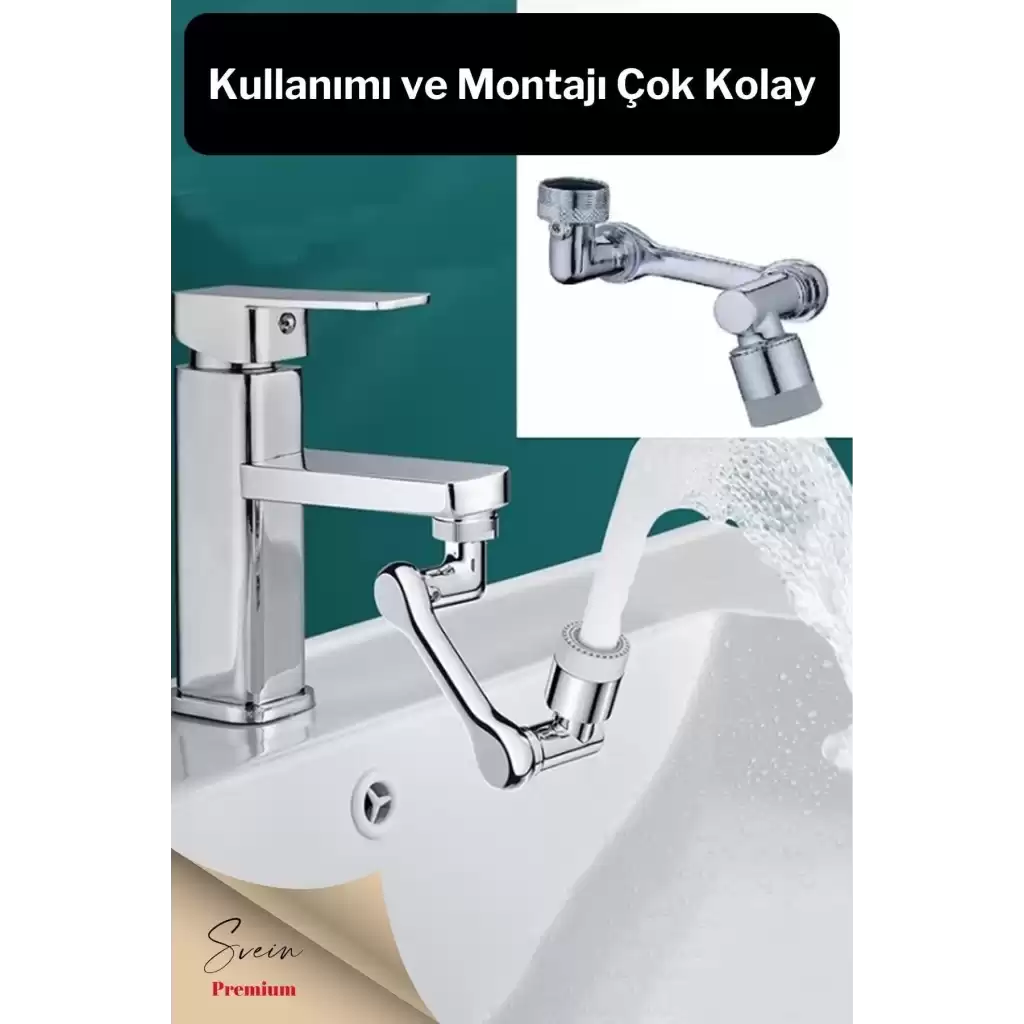 1080 Derece Dönebilen Pratik Robotik Kol Musluk Başlığı Uzatma Aparatı Tüm Bataryalar Ile Uyumlu