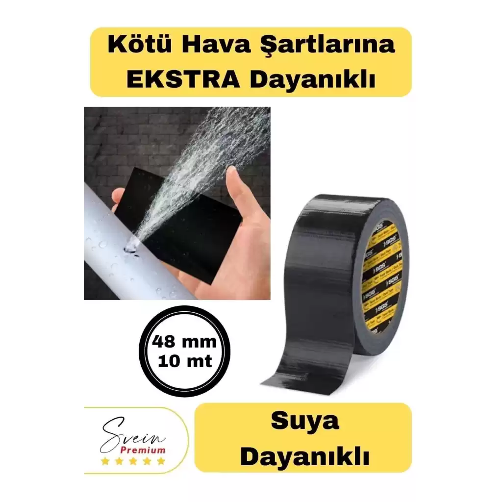 Çok Amaçlı Su Geçirmez Sızdırmaz Dayanıklı Izolasyon Siyah Tamir Bandı 48 Mm 10 Mt 1 Adet