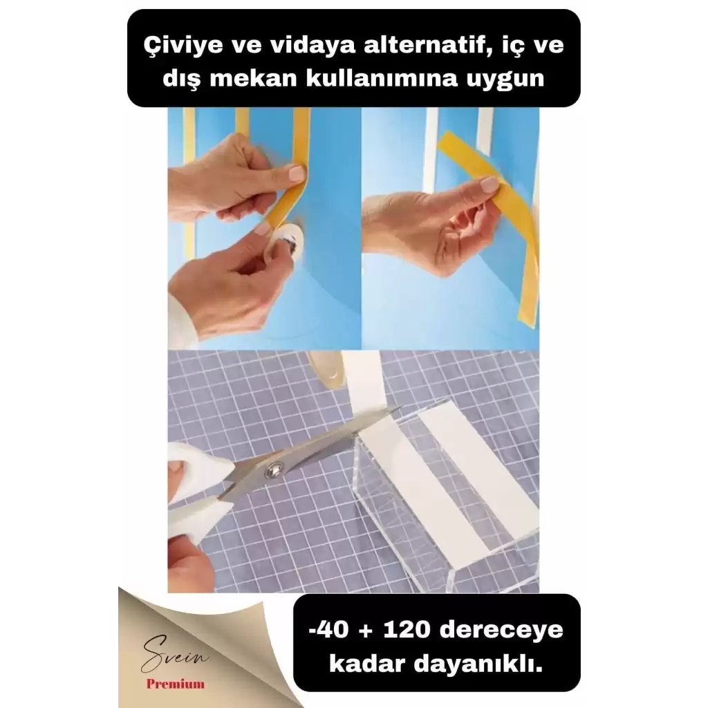 Süngerli Çift Taraflı Ultra Yapışkan Iç Dış Mekan Tamir Çok Amaçlı Köpük Bant 2 Mt 19 Mm