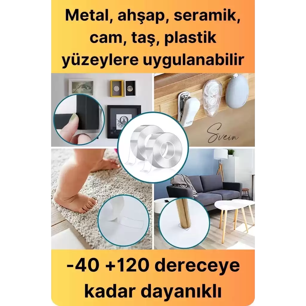 Ekstra Güçlü Çift Taraflı Bant İz Bırakmaz Şeffaf Çok Amaçlı Tamir Silikon Montaj Bandı 18mm X 2mt