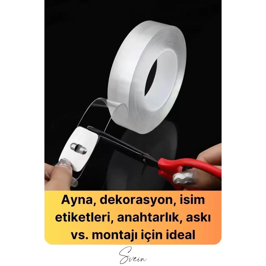 Ekstra Güçlü Çift Taraflı Bant İz Bırakmaz Şeffaf Çok Amaçlı Tamir Silikon Montaj Bandı 18mm X 2mt