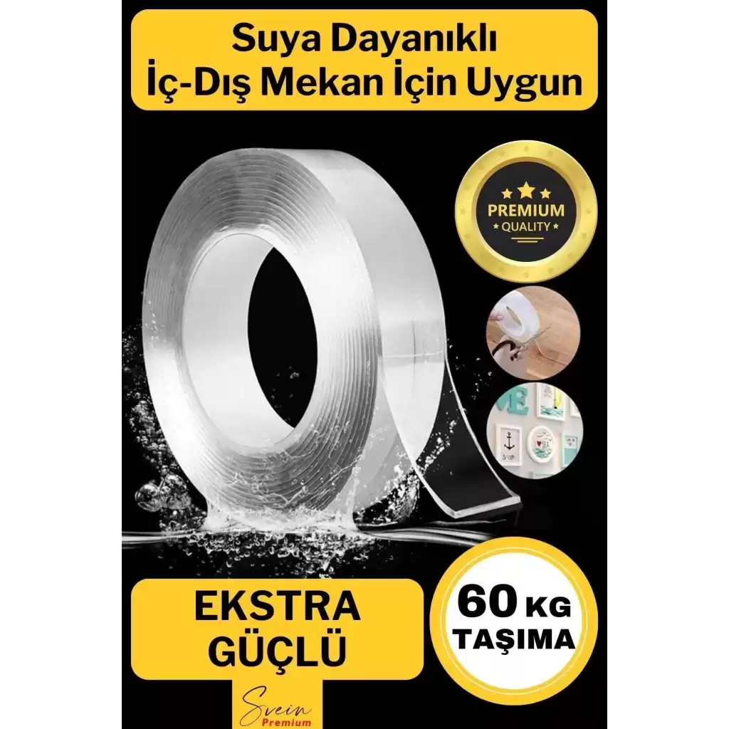 60 Kg Çift Taraflı Ekstra Güçlü Çok Amaçlı Tamir Silikon Bant Dış Mekan Montaj Bandı 18 Mm X 1,5 Mt