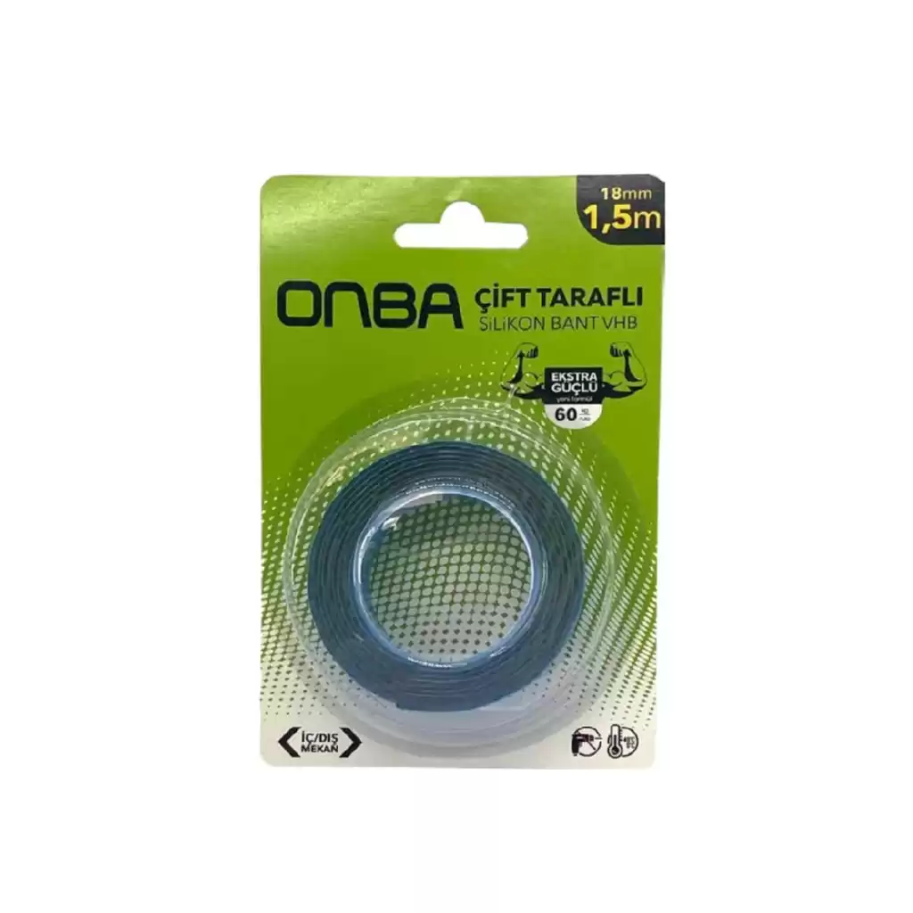 60 Kg Çift Taraflı Ekstra Güçlü Çok Amaçlı Tamir Silikon Bant Dış Mekan Montaj Bandı 18 Mm X 1,5 Mt