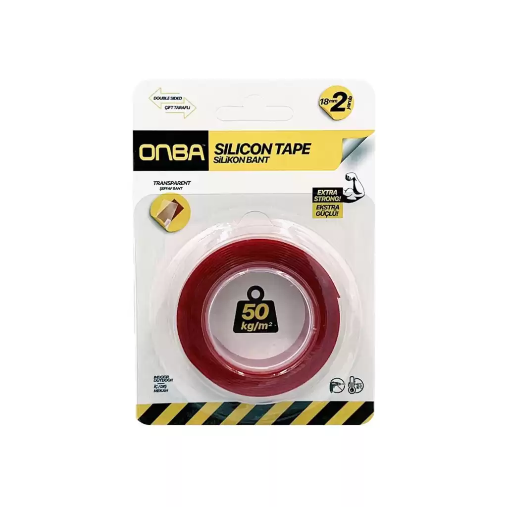 50 Kg Çift Taraflı Ekstra Güçlü Çok Amaçlı Tamir Silikon Bant Dış Mekan Montaj Bandı 18 Mm X 2 Mt