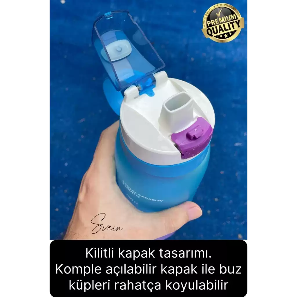 Premium Motivasyon Matara Spor Su Şişesi Sızdırmaz Eğlenceli Suluk Stciker Etiket 1000 Ml