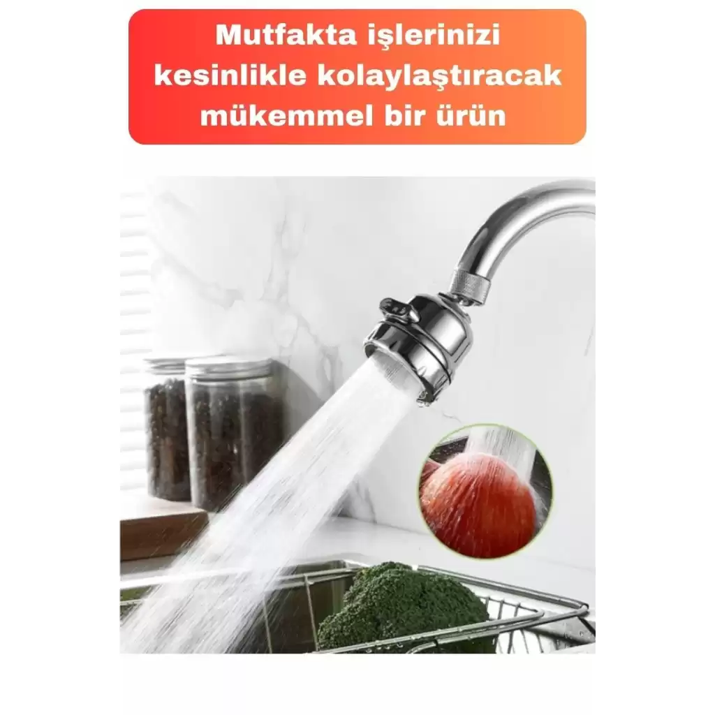 3 Fonksiyonlu Sert Plastik Lavabo Başlık 360 Derece Döner Ayarlanabilir Tasarruflu Musluk Ucu