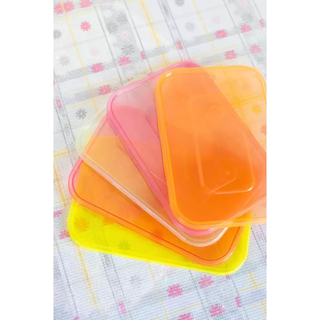 Vip Çok Renkli Kapaklı Mikrodalgaya Uygun 5li Plastik Kuru Bakliyat Yiyecek Erzak Saklama Kabı Seti
