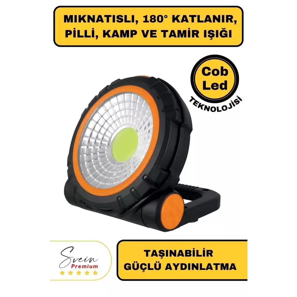 Taşınabilir Cep Boy Pilli Mıknatıslı Katlanır Ayaklı Kamp Bahçe Ev Için Mini Cob Projektör Led Işık