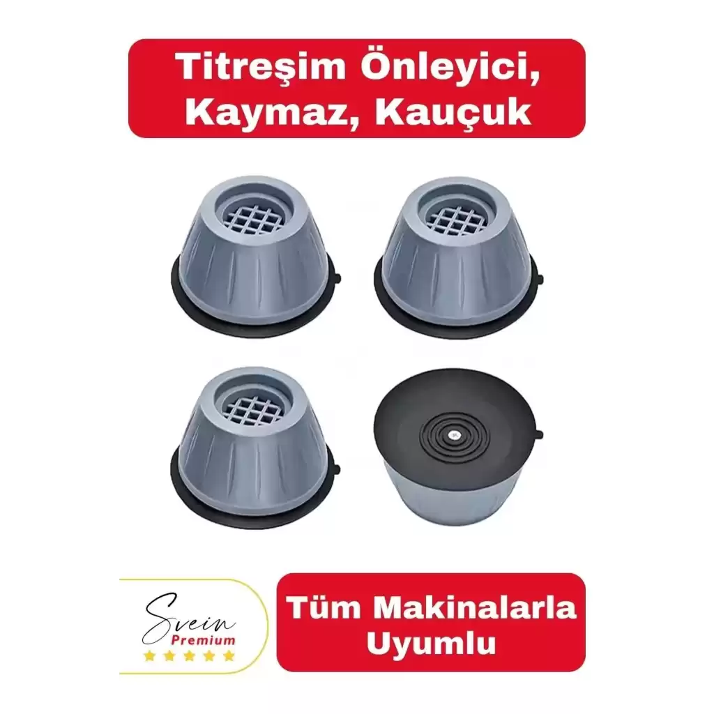 Gürültü Engelleyici ve Kaymaz Titreşim Önleyici Kauçuk Ayak Pedleri Çamaşır Makinesi Stoper 4lü