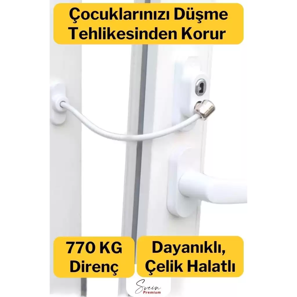Çelik Halatlı Kablolu Anahtarlı Dayanıklı Pvc Kapı Pencere Emniyet Çocuk Güvenlik Kilidi 1 Adet
