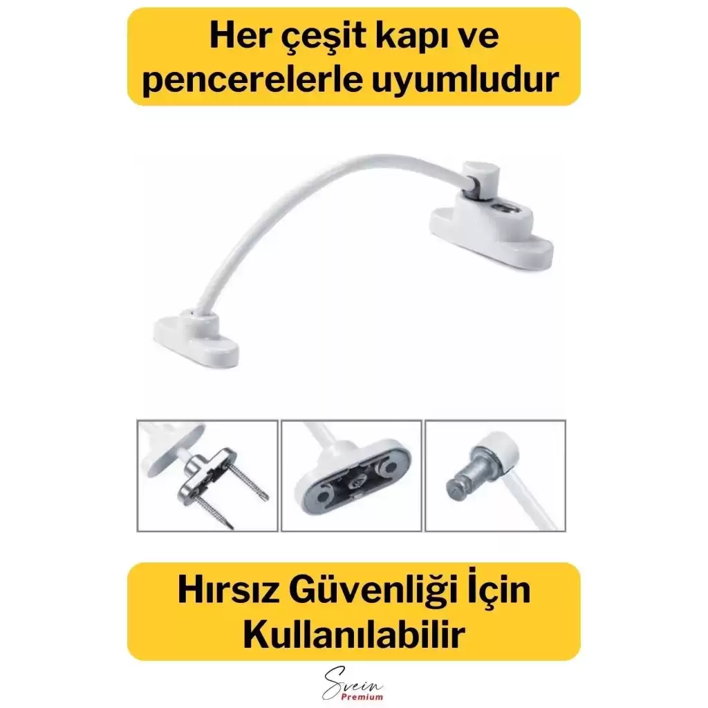 Çelik Halatlı Kablolu Anahtarlı Dayanıklı Pvc Kapı Pencere Emniyet Çocuk Güvenlik Kilidi 1 Adet