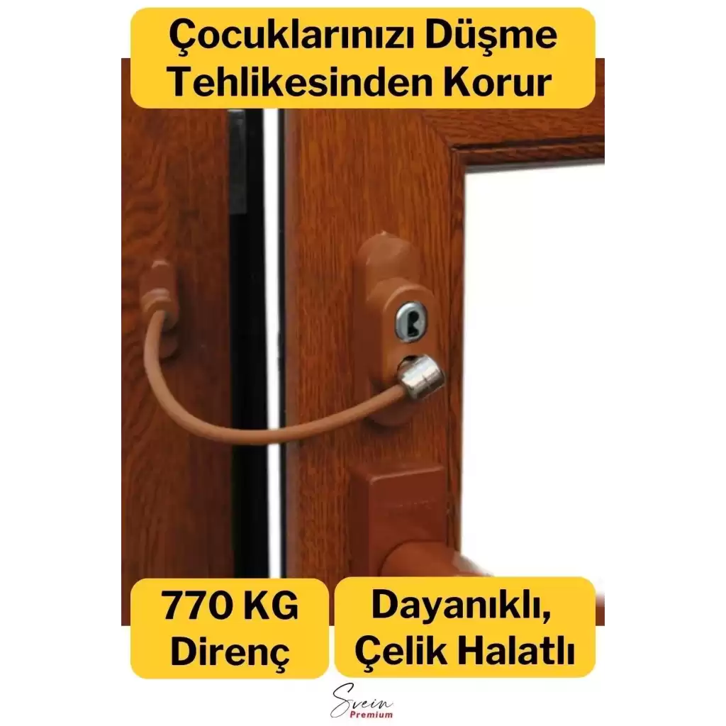 Çelik Halatlı Kablolu Anahtarlı Dayanıklı Pvc Kapı Pencere Emniyet Çocuk Güvenlik Kilidi 1 Adet