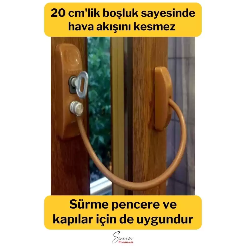 Çelik Halatlı Kablolu Anahtarlı Dayanıklı Pvc Kapı Pencere Emniyet Çocuk Güvenlik Kilidi 1 Adet
