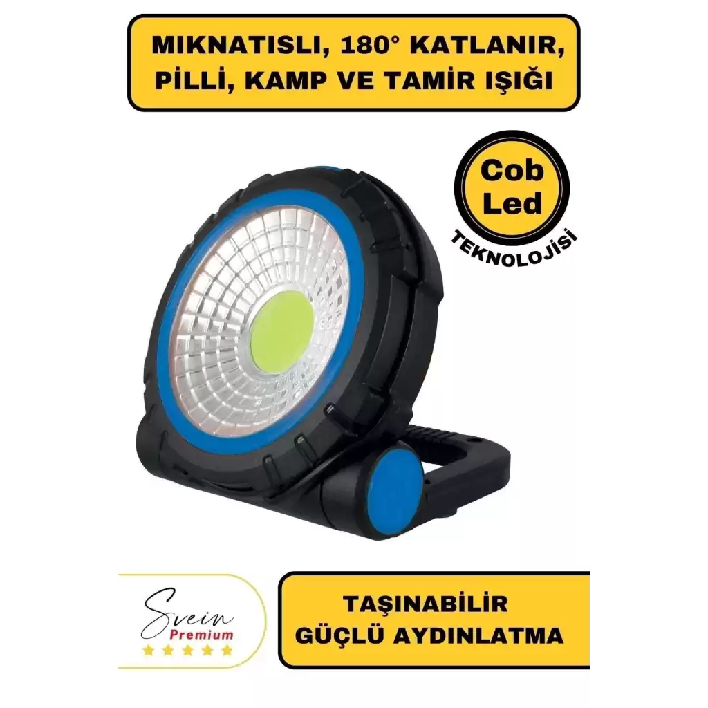 Taşınabilir Cep Boy Pilli Mıknatıslı Katlanır Ayaklı Kamp Bahçe Ev İçin Mini Cob Projektör Led Işık