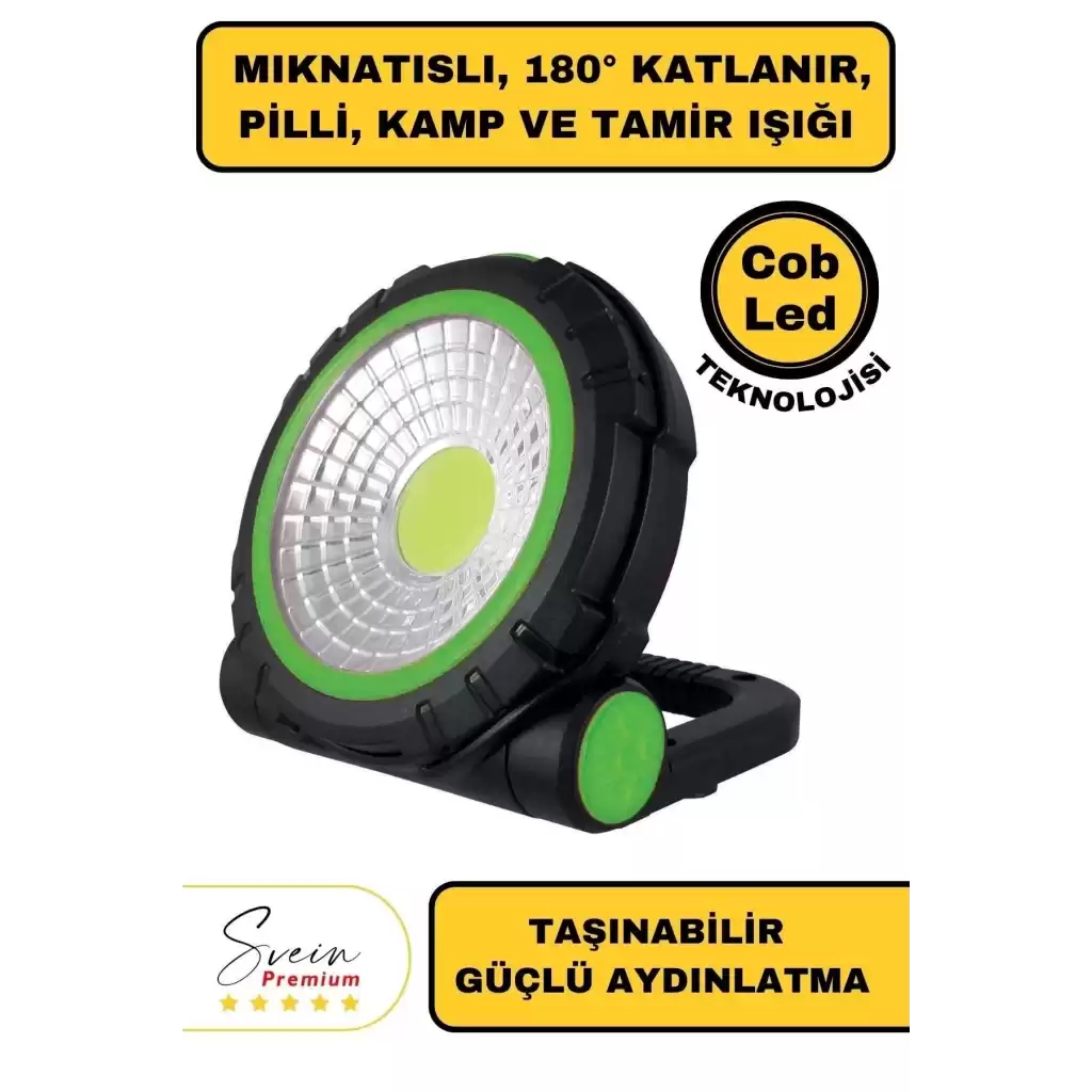 Taşınabilir Cep Boy Pilli Mıknatıslı Katlanır Ayaklı Kamp Bahçe Ev İçin Mini Cob Projektör Led Işık