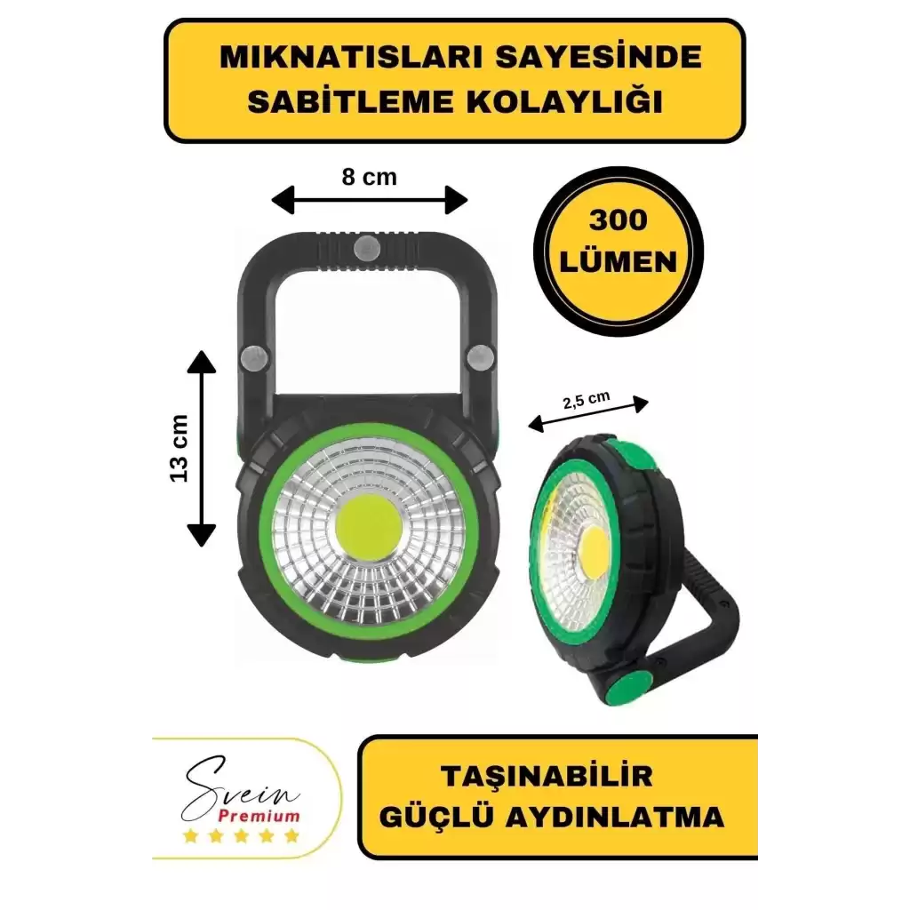 Taşınabilir Cep Boy Pilli Mıknatıslı Katlanır Ayaklı Kamp Bahçe Ev İçin Mini Cob Projektör Led Işık
